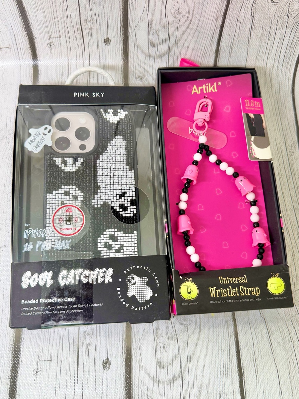 BRAND NEW Pink Sky Halloween iPhone 16 Pro Max Phone Case & Wristlet Strap